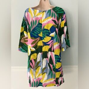 Boden 100% linen midi dress tropical vibes bateau vacation casual minimalist 4P